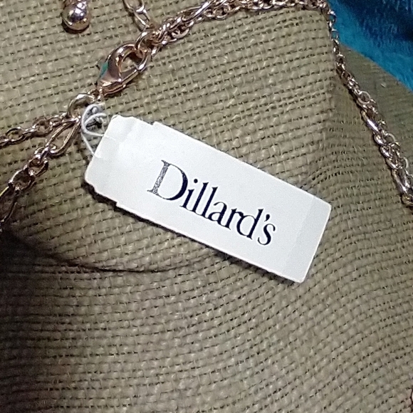 Goldtone Dillard's double layer crystal chain necklace - Picture 3 of 7